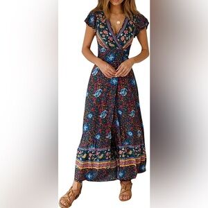 Boho Floral Side Wrap Maxi. Size L